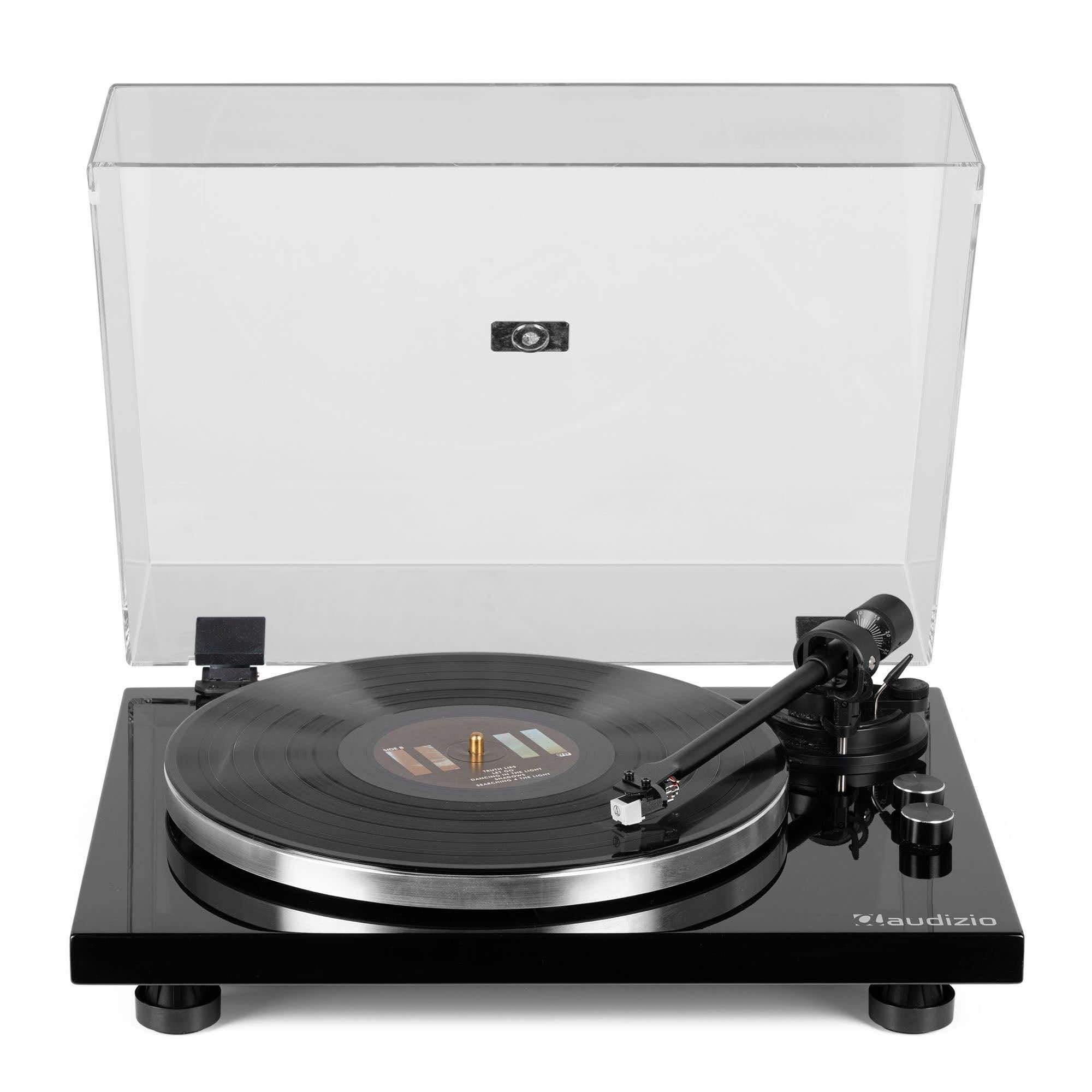 Audizio Toledo Platine Vinyle HiFi Premium Sortie Bluetooth - Noire, 33 et 45 TR/Min, Bras de Lecture Réglable, Cellule Audio Technica, Idéal pour Profiter de Vos Vinyles Préférés