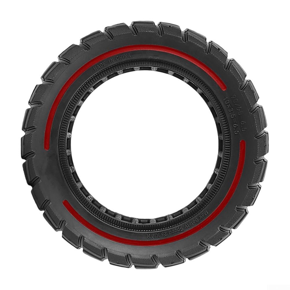 25,4 cm (10 Zoll) 90/65-6,5 Off-Road-Vollgummireifen, tiefes Profil, rutschfest, schlauchloses Design für Zero 11X für Dualtron für Kaabo für Speedual Elektroroller, schwarze, rote Linie