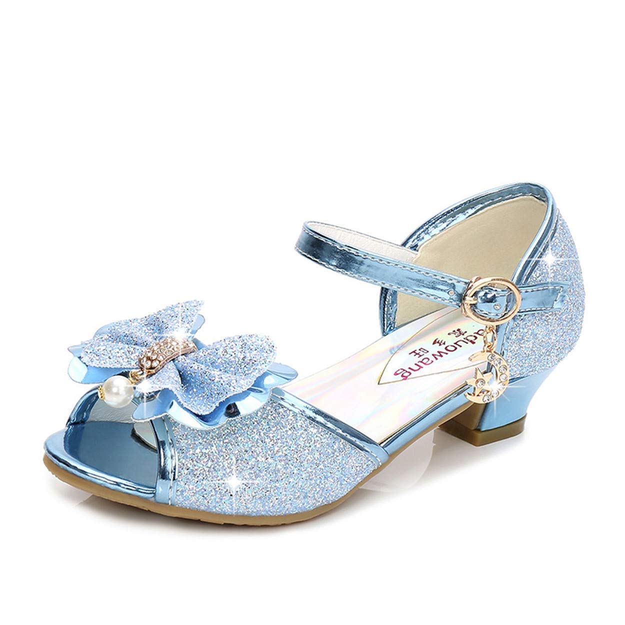 Mädchen Prinzessinschuhe Glitzer Schuhe mit Absatz Kinder Kristall Pumps Mädchen Kostüm Zubehör Schuhee Lila Blau Pink Golden Silber in Größe 26-38