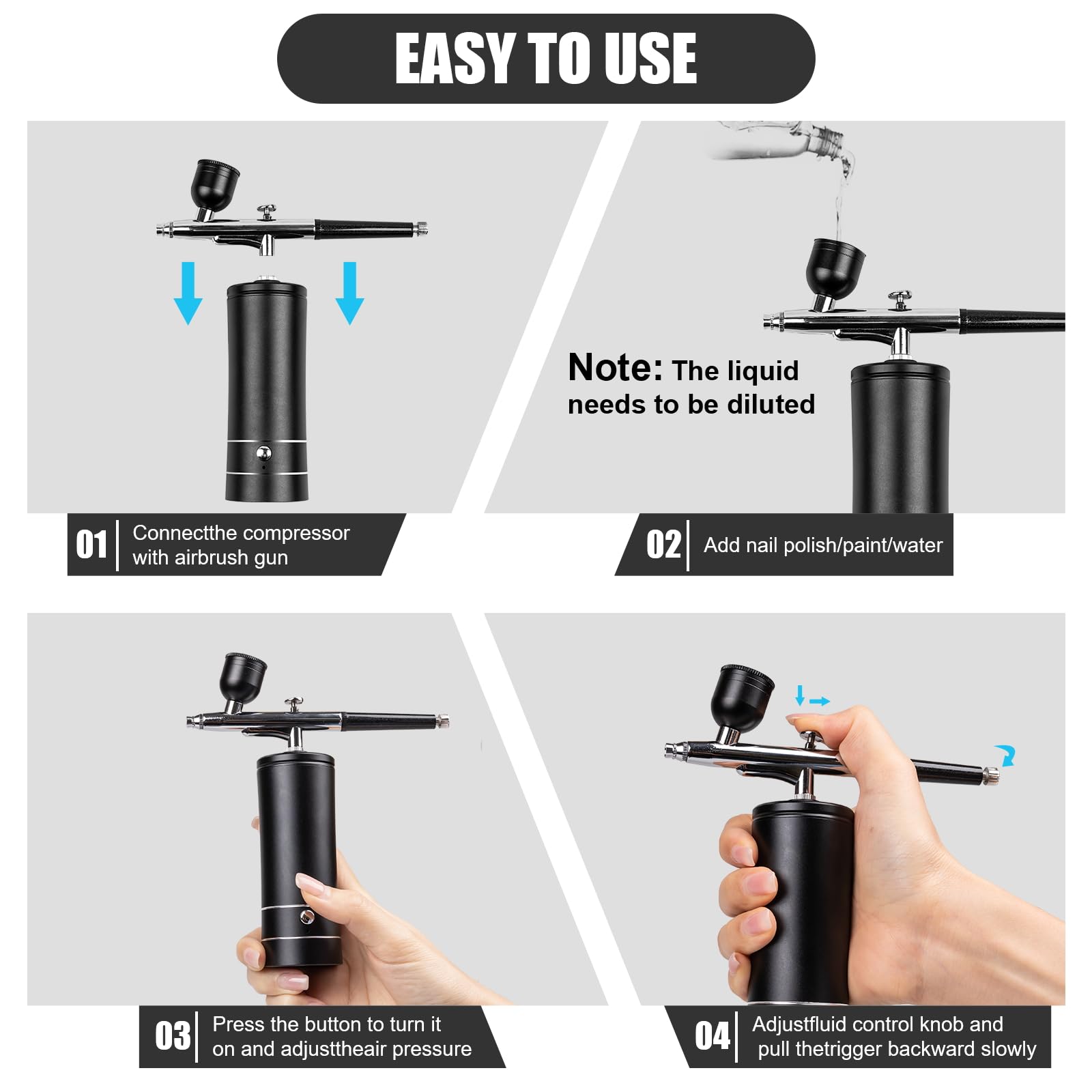 Esakoya Portable Airbrush Kit - Rechargeable & Compact -6