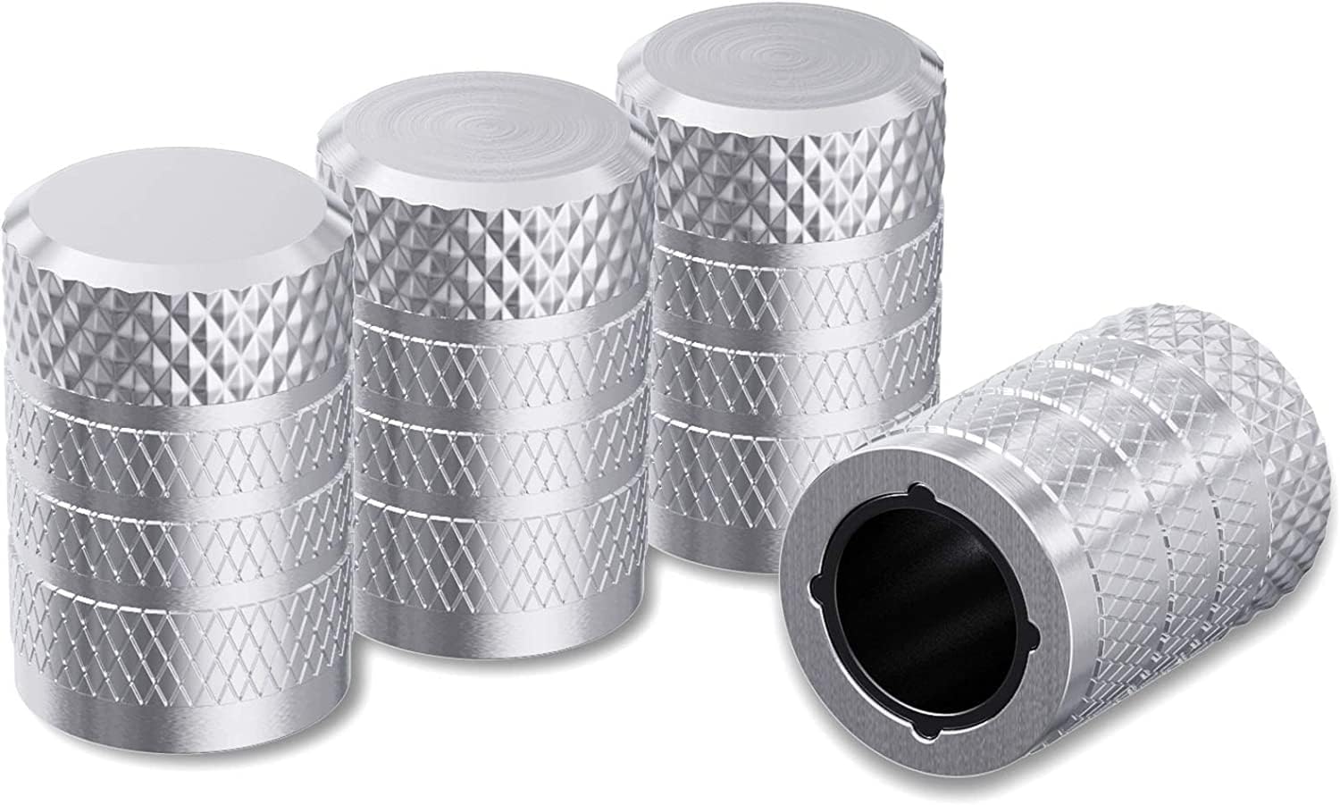 Lot De 4 Bouchons De Valve Pneu Voiture Avec Porte-clés - Alliage Aluminium, Protection Vanne, Avec Tournevis