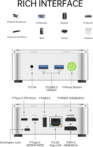 Miniatura 4 de GMKtec Mini computadora de PC, G10 Ryzen 5 3500U (Beats N1503300U3200U), 16GB RAM 512GB SSD 2.5GbE NIC LAN de escritorio oficina en casa negocios