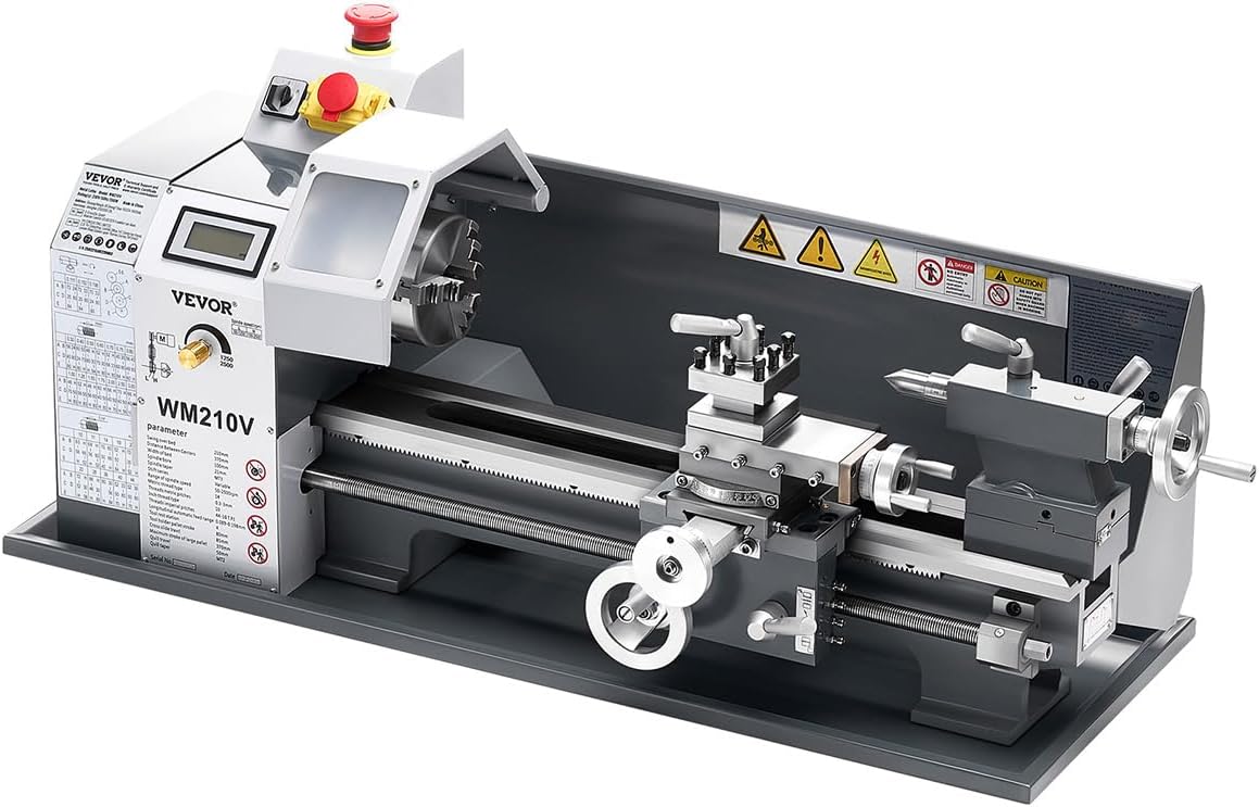 High-quality Metal Lathe, 8 x 16 in, 550W Benchtop Lathe Machine, 0-2500 RPM Variable Speed, with 0.0003 in Spindle Accuracy Metal Gear, for Precision Parts Thread Soft Metals Wood