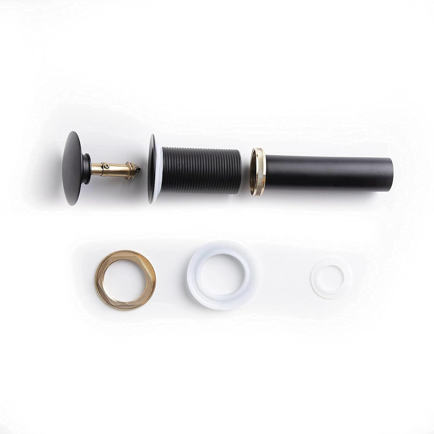 KOADD Bathroom Sink Drain without Overflow, Pop up Drain Stopper with Big Cap, for Vessel Sink, Matte Black - - 