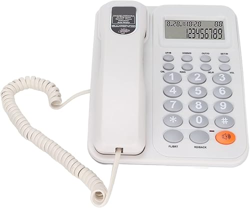 KXT2027CID - Teléfono estándar con cable teléfono fijo FSK DTMF con identificación de llamadas teléfonos con cable de botón grande con altavoz para