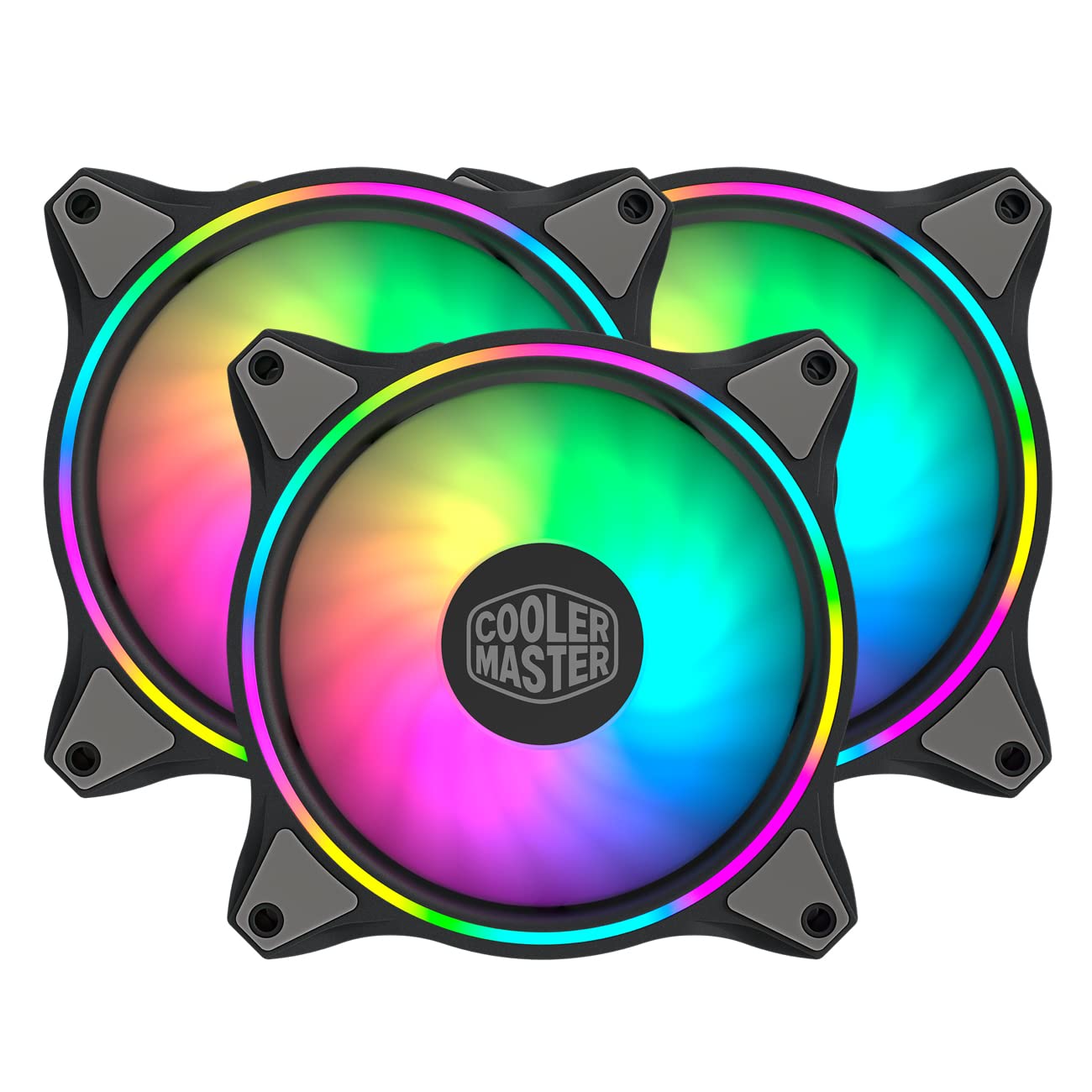 MasterFan MF120 Halo 3in1 Fans Duo-Ring ARGB Lighting, 24 Independently LEDs, 120mm PWM Static Pressure Fan, for Computer Case & Liquid Radiator and Air Cooler, Black