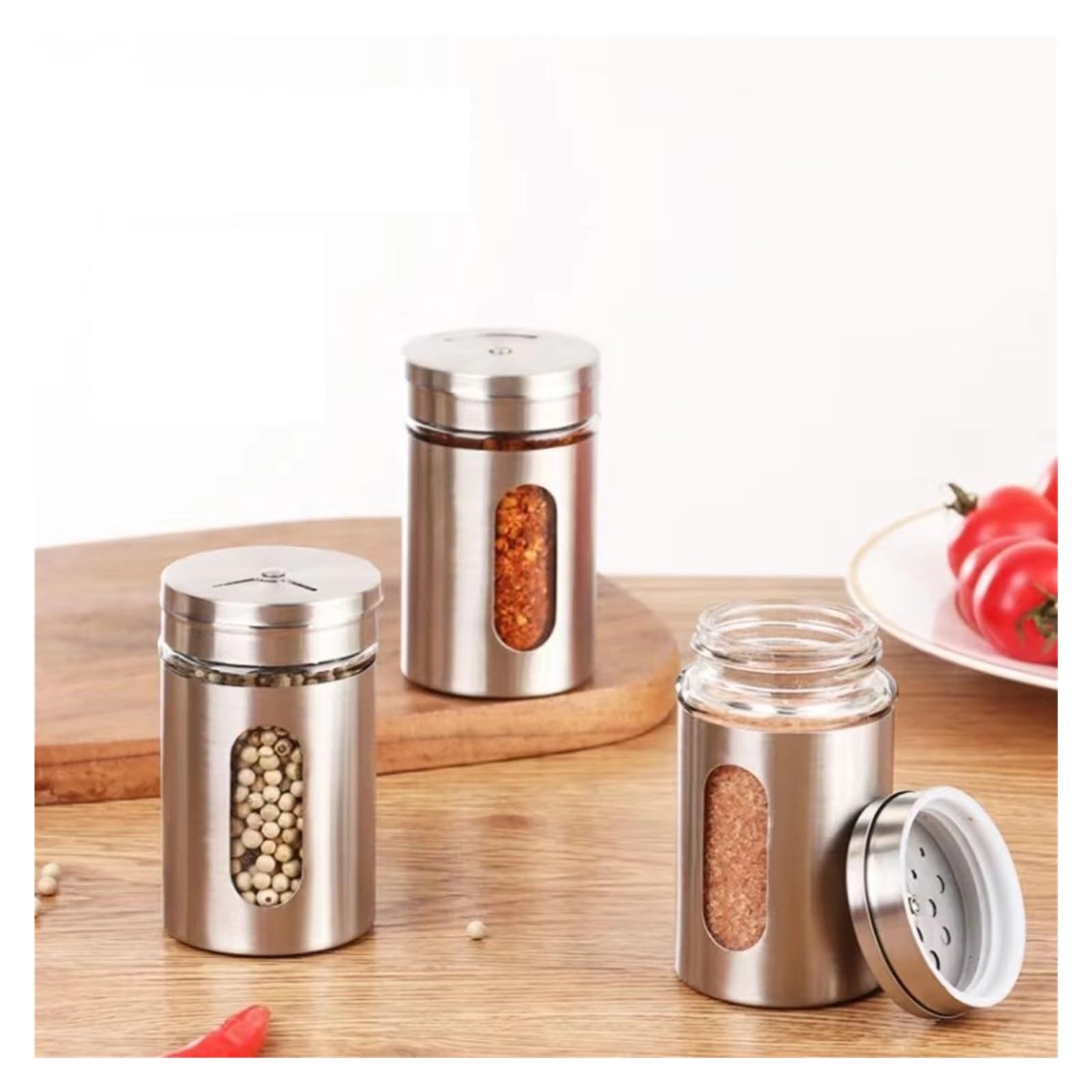 3pcs Stainless Steel Seasoning Bottle Pour Sucre