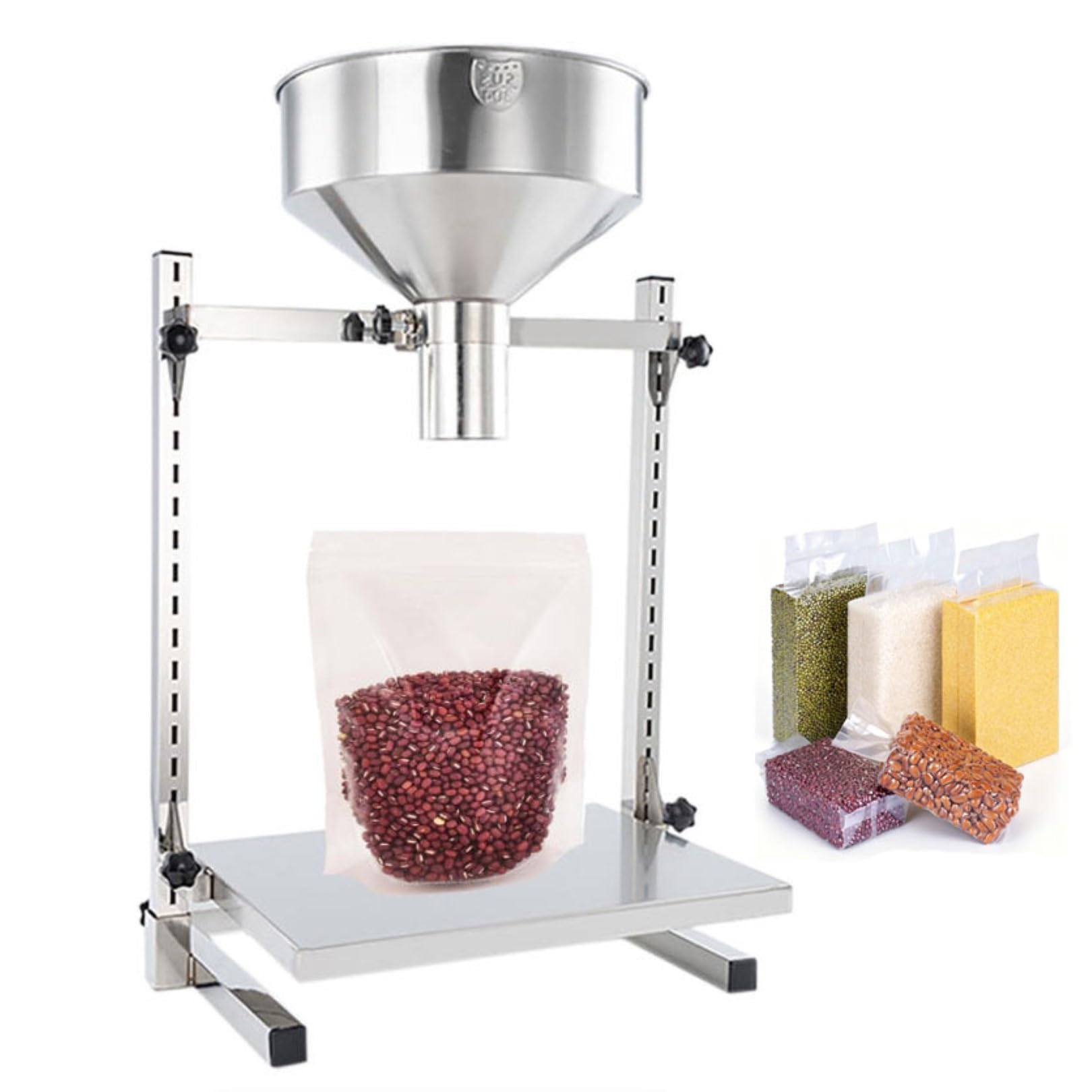 Embudo de Dispensación de Gran Diámetro con Soporte y Plataforma Elevadora, Máquina de Llenado Manual de Boca Ancha de Acero Inoxidable, Altura Ajustable Para Envasado de Botellas 1.2cm