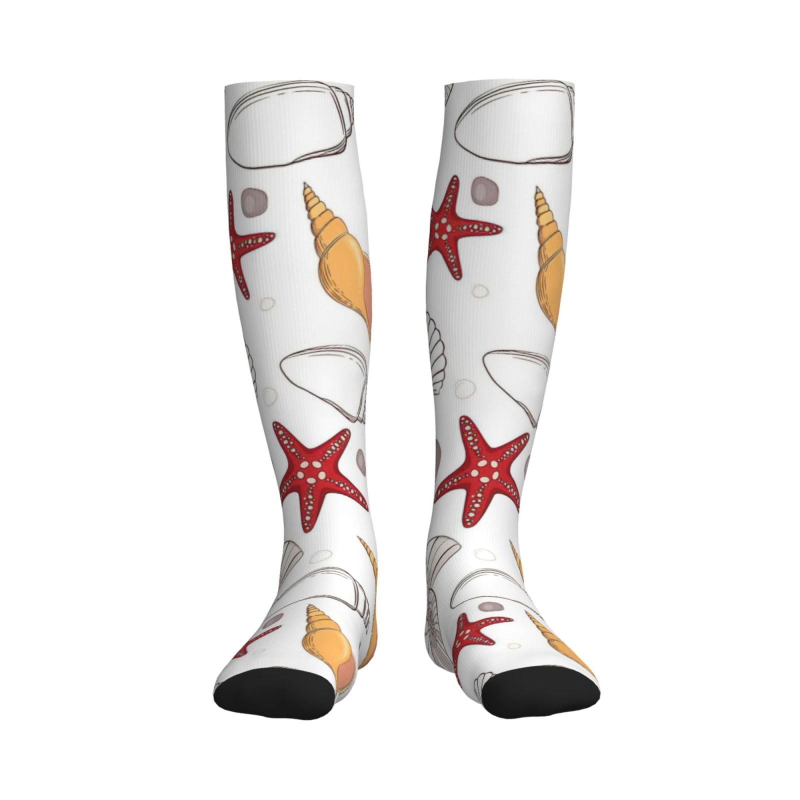 Shell Starfish Print Compression Socks for Women and Men,15-20 mmHg is Best Support for Athletic sports