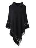 Ladies' Hooded Cape with Fringed Hem, Crochet Poncho Knitting Patterns for Women