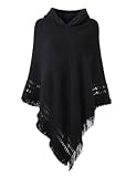 Ladies&apos; Hooded Cape with Fringed Hem&comma; Crochet Poncho Knitting Patterns for Women