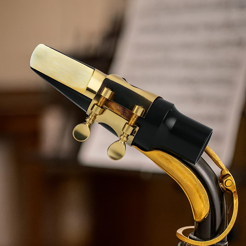 Embouchure de Saxophone Ténor, Embouchure en ABS de Saxophone avec Boucle à Capuchon Reed Pads Instruments de Musique pour Débutants et Intermédiaires