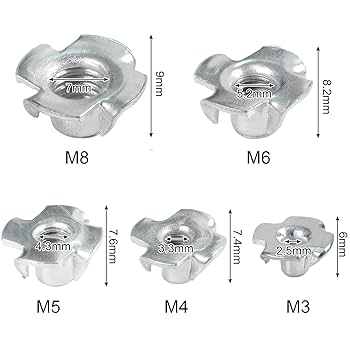 90 Dadi T Filettati Zincati - M3 M4 M5 M6 M8, Per Legno E Metallo