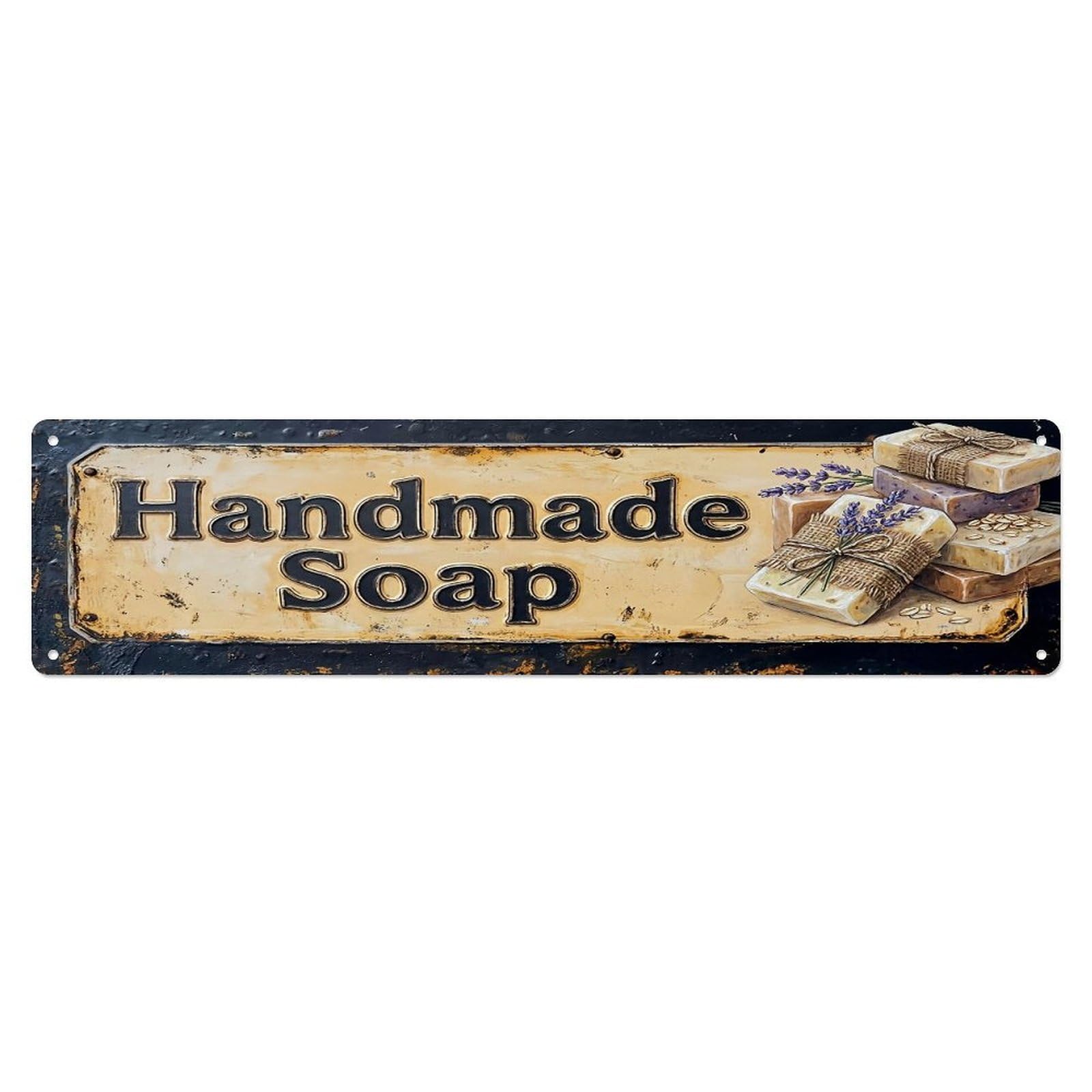 Vintage Handmade Soap Natural Farmhouse Metal Tin Sign
