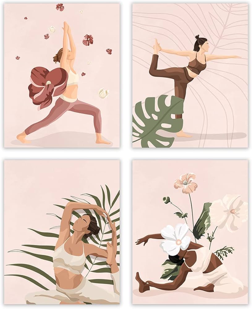 Amazon.com: Zen Meditation Yoga Poses Wall Art Print: Set of 4