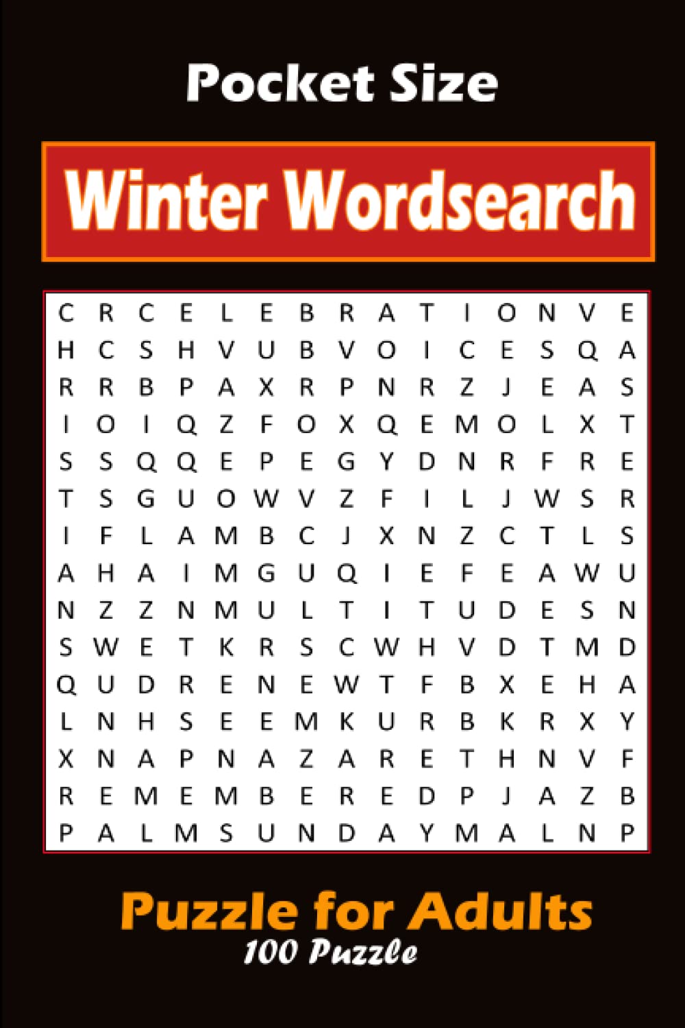 Pocket Size Winter Wordsearch Puzzle for Adults: 6x9" inch, 100 Puzzle, Mini Size, Common Word, with Solutions