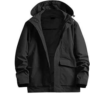 Softshell Jacket Men's Waterproof Functional Jacket with Removable Hood Lightweight Outdoor Jacket with Many Pockets Cargo Jacket Windproof Transition Jacket Cycling Jacket Windbreaker Functional