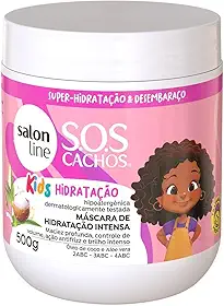 Salon Line, Máscara Capilar Infantil, SOS Cachos Kids, Super-Hidratação, Maciez e Controle de Volume, Vegana - Cabelos Ondulados, Cacheados e Crespos, 500 g