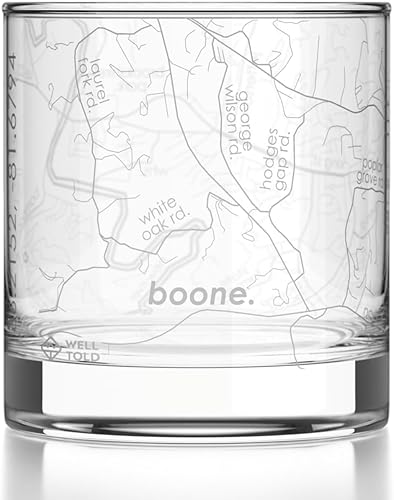 Miniatura 123 de Well Told Vaso de whisky grabado con mapa de Charleston, Carolina del Sur, vaso de rocas estilo antiguo (11 oz, transparente), vaso de whisky