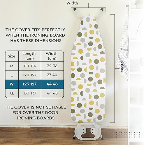 Miniatura 2 de Encasa XO Funda y almohadilla para tabla de planchar de 49 x 18 pulgadas, acolchado de fieltro de 0.118 in de grosor, ajuste y bloqueo de cordón,
