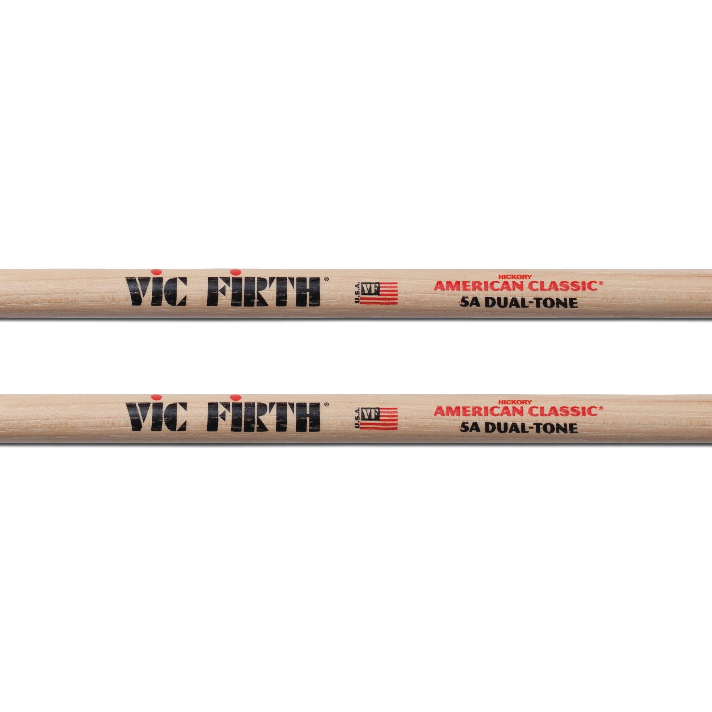 Vic Firth American Classic 5ADT Dual-Tone Baguettes, Bout en Bois et Boule en Feutre Synthétique