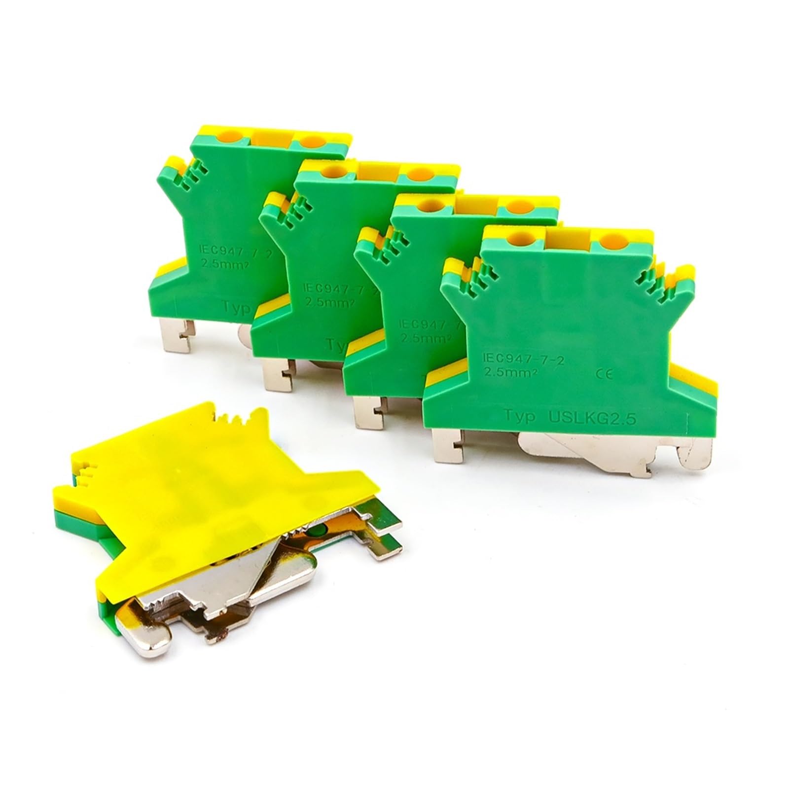 10 pezzi USLKG 2.5 Morsettiera for guida DIN con collegamento a vite di terra 500V 24A conduttore elettrico