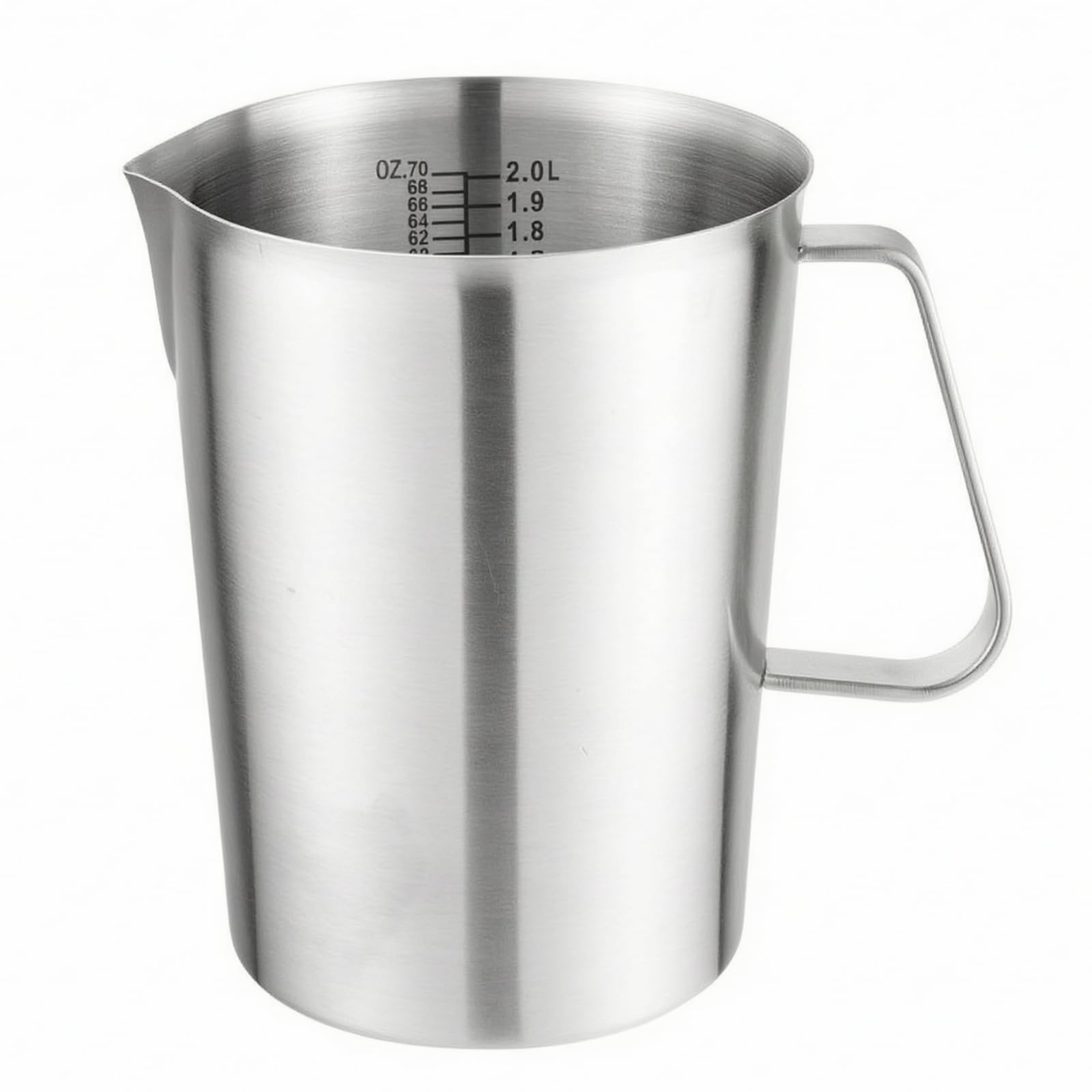 Graduata in Acciaio Inox Robusto Bicchiere Dosatore in Acciaio Inox Antigoccia Graduata con Manico per Pasticceria, Preparazione Del Caffè, 2000ML