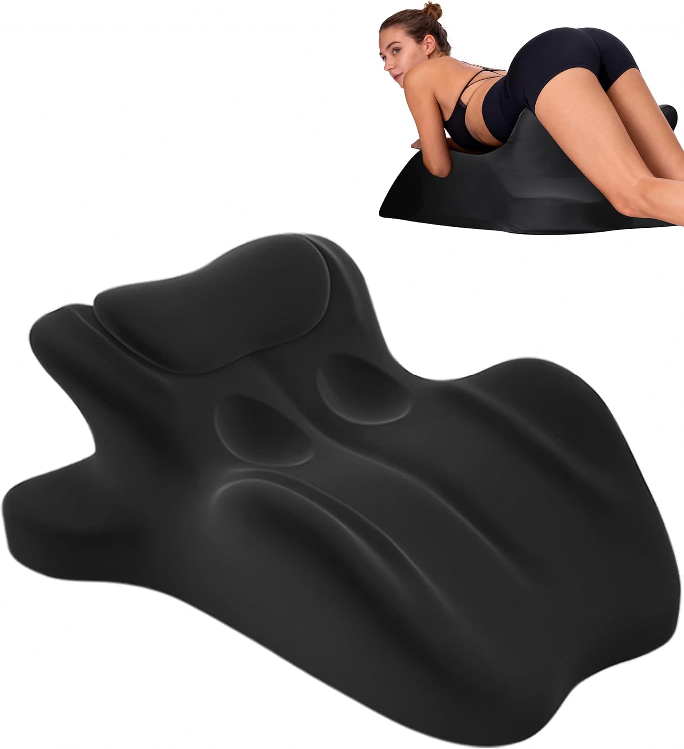 Memory Foam Couples Pillow, 27° Ergonomic Intimacy Pillow Cushion for Lumbar Support, Deep Support for Intimate Postures, Ideal for Better Body Position, Black