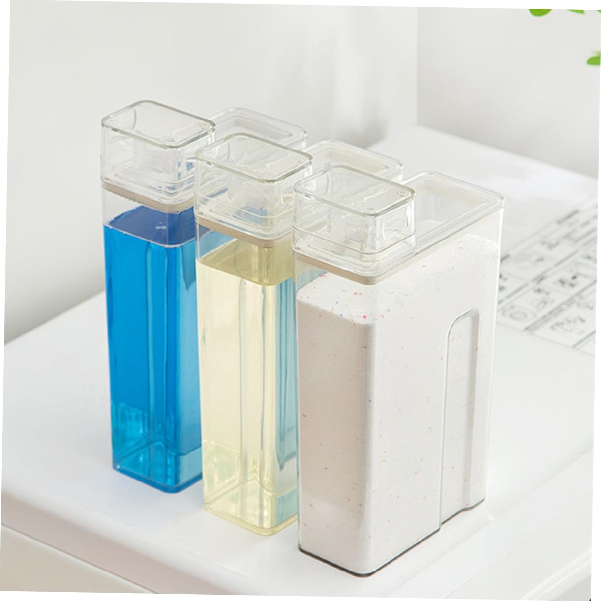 Cubo De Loción Rellenable Transparente 2 Piezas Gran Capacidad Plástico Seguro para Detergente Líquido Uso Doméstico y Hotel Depósito para Almacenamiento De Lavandería