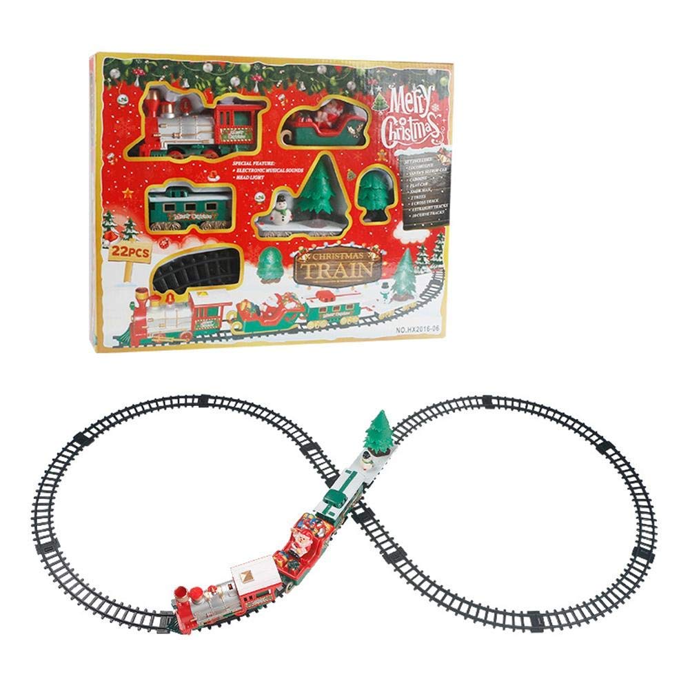 WLD 22Pieces Train Set For Kids Children Small Train Track Toy Electric Light Music Christmas Train - 15.7512.201.97in. decent