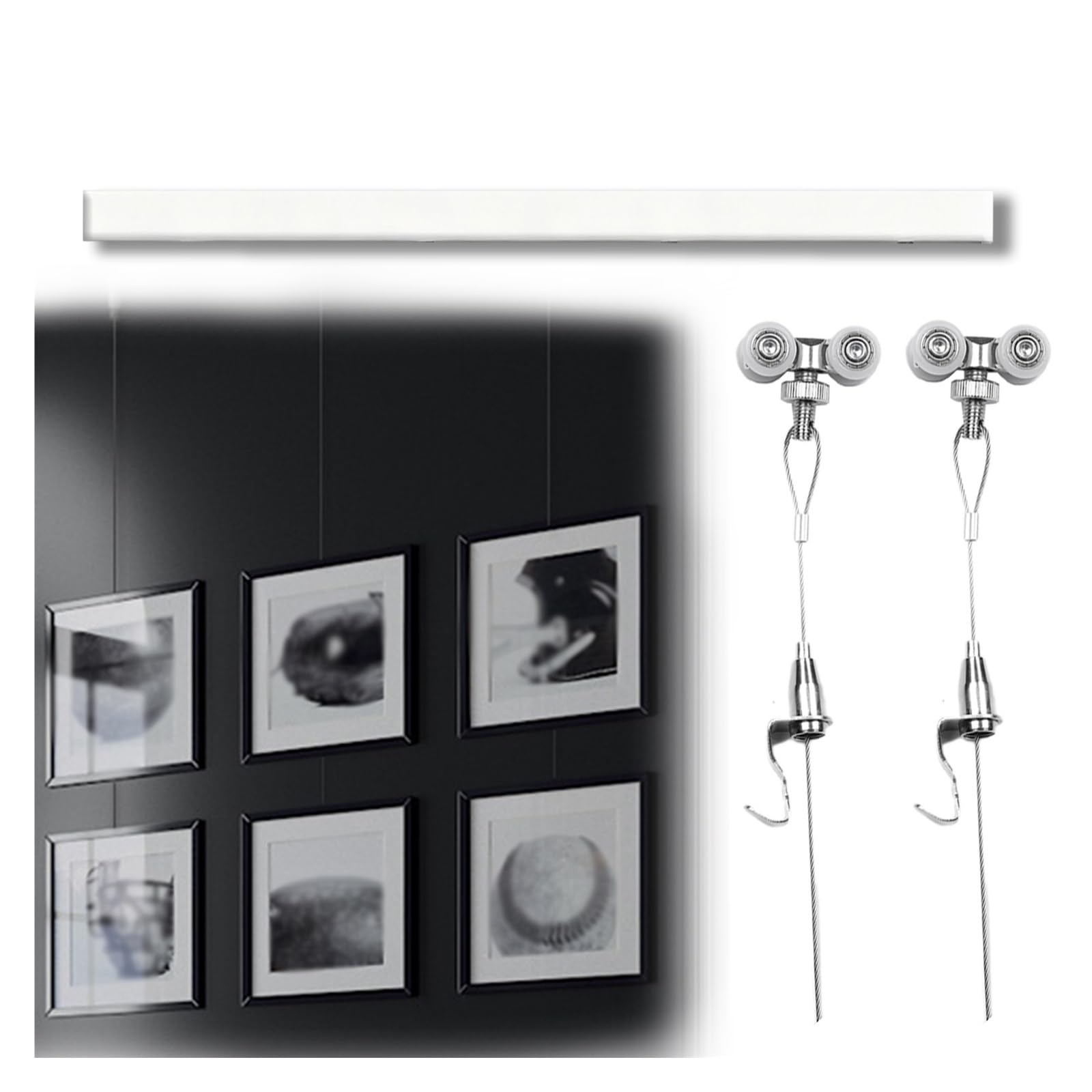 Solution de suspension murale réglable pour tableaux et cadres