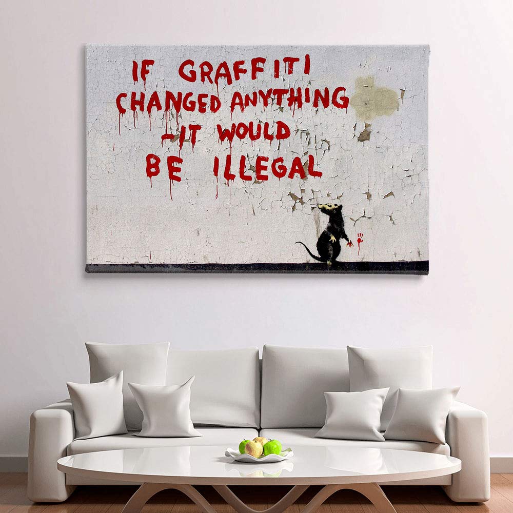 ガンジー ストリートアート キャンバスプリント ビーチパーティー キャンバスプリント：Kfir Tagerによる横長