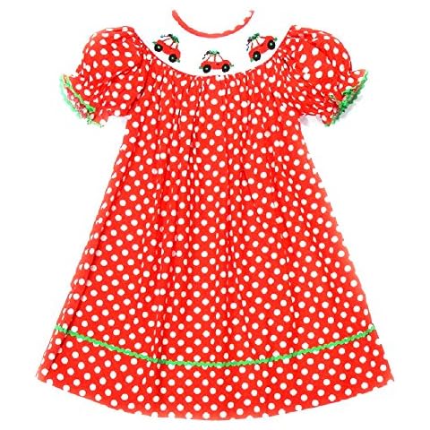 Babeeni Red Polka Dot Car Bishop Dress (5T) Cover