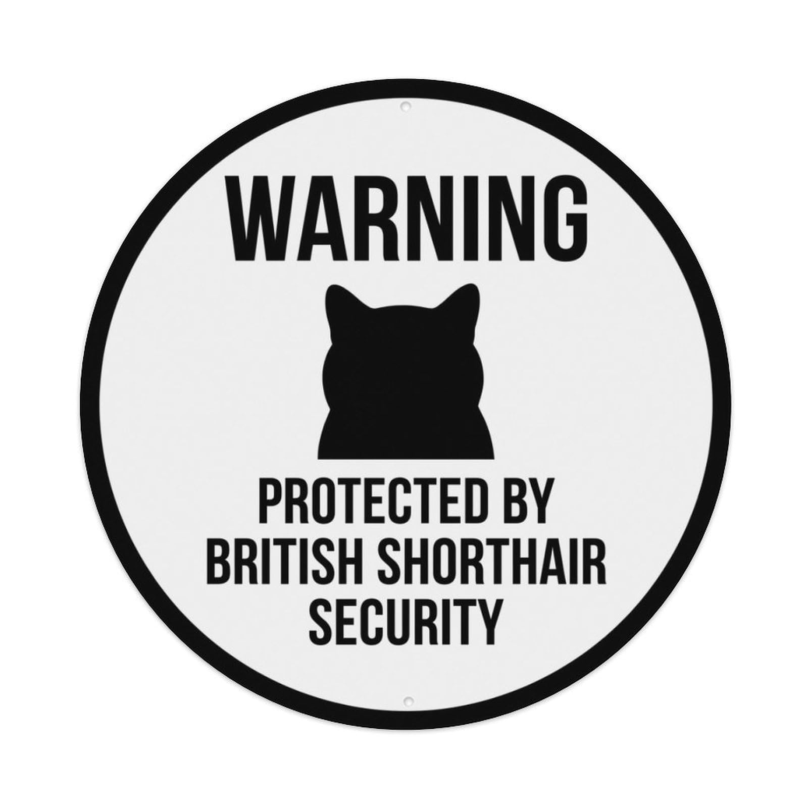 British Shorthair Security Warning Minimal Graphic Metal Tin Sign