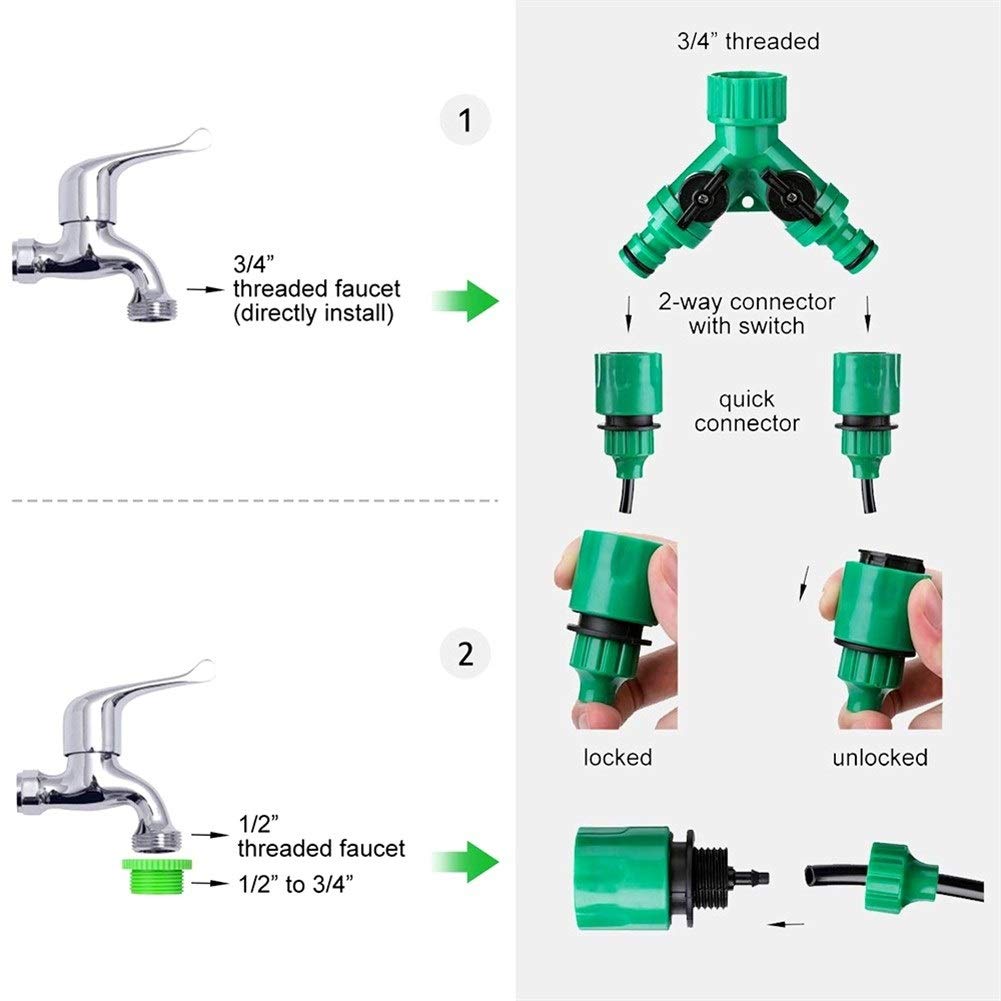 30M Kit d'arrosage automatique usine Micro goutte à goutte Système d'irrigation Irrigation Jardin Vaporiser arrosage auto Kits avec goutteur réglable