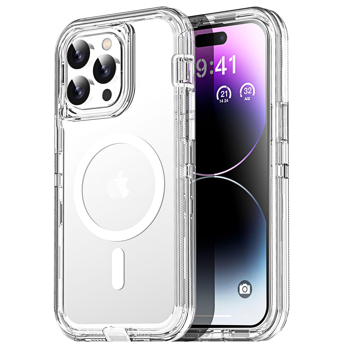 AICase for iPhone 14 Pro Max Case Clear Compatible with MagSafe 3 in 1 Heavy Duty Drop Protection Full Body Rugged Shockproof/Dust Proof 3-Layer