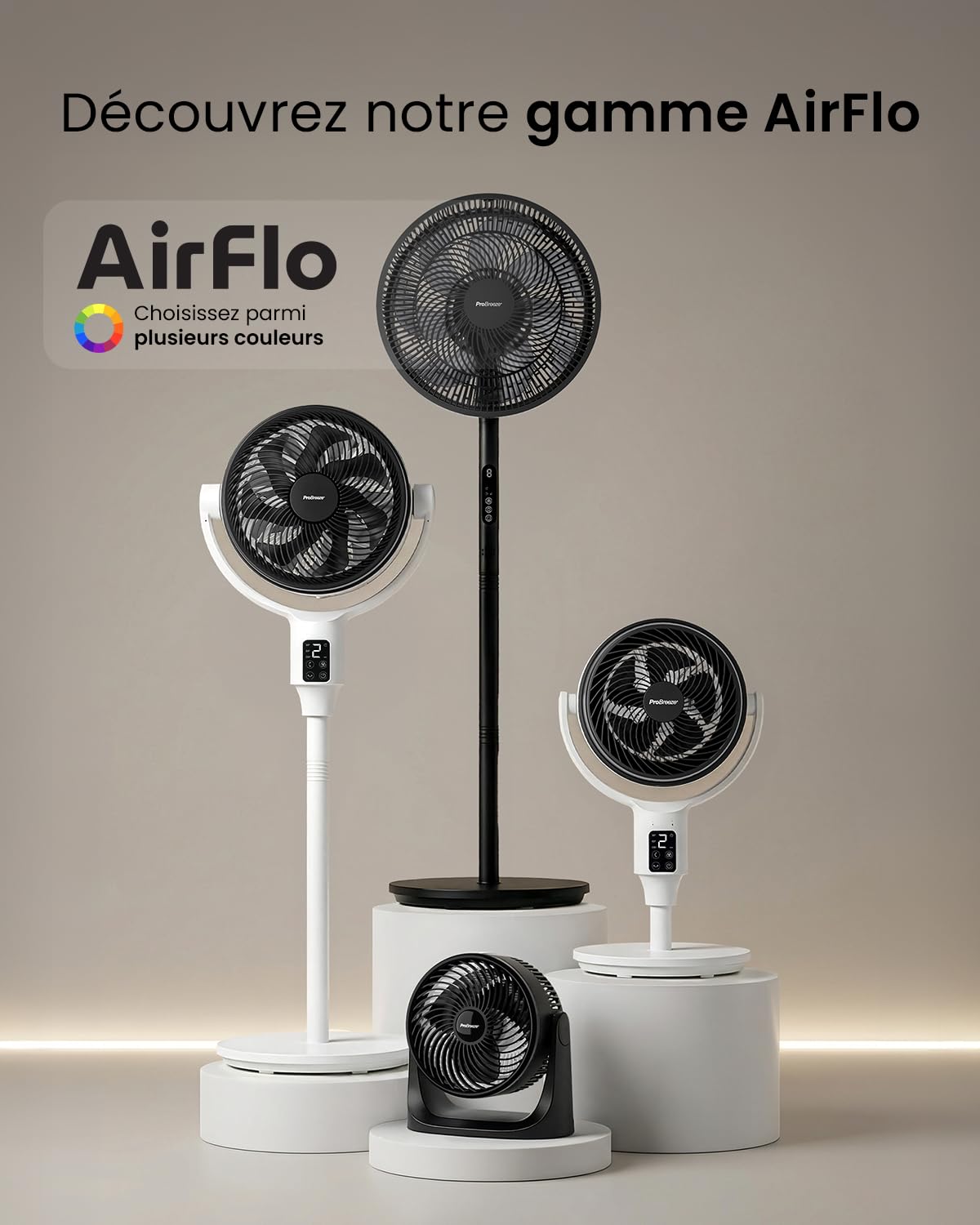 Pro Breeze AirFlo Slim – Ventilateur sur Pied 109 cm Silencieux & Puissant, 9 Vitesses, Oscillation 95°, Hauteur Réglable 70-130 cm, Télécommande, 3 Modes, Basse Consommation, Chambre, Bureau & Salon