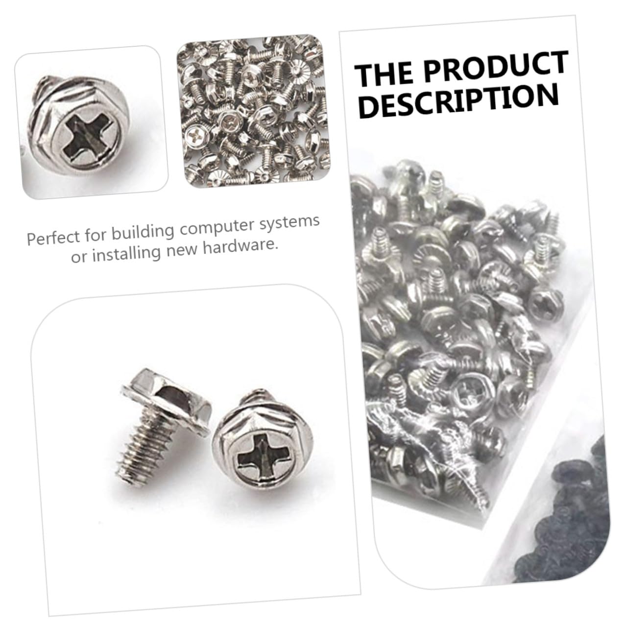 100pcs Computer Case Fastener Pci Slot Screws Silver 6#-32x6mm Round Head Replacement for Power Supply and PC Maintenance