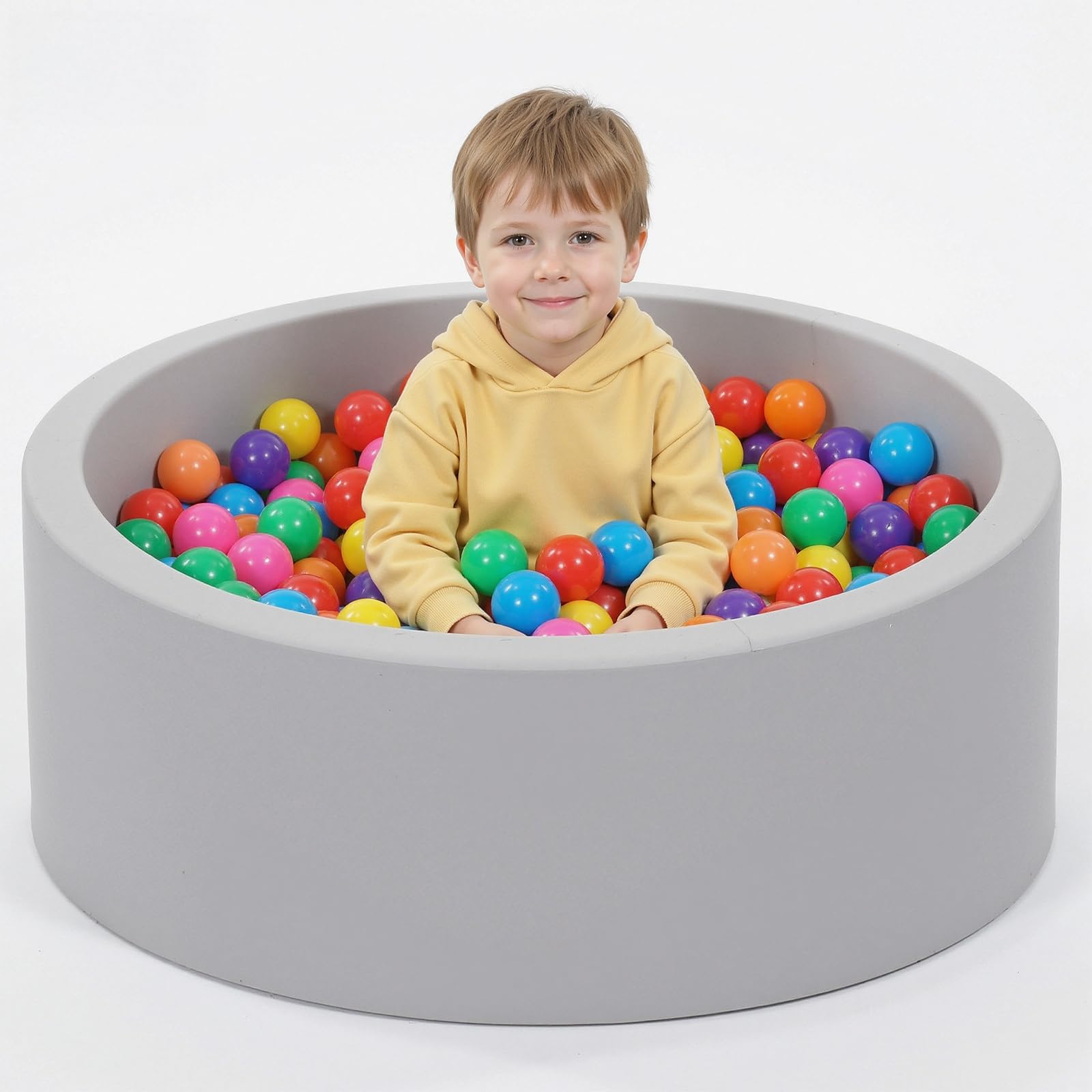 Wilwolfer Ball Pit for Toddlers: Foam Ball Pool with 100 ​Multicolor ​Balls - Baby Ball Pit with Balls Included - Round Soft Foldable Large Ball Pit - Indoor Outdoor (Grey) — image 1