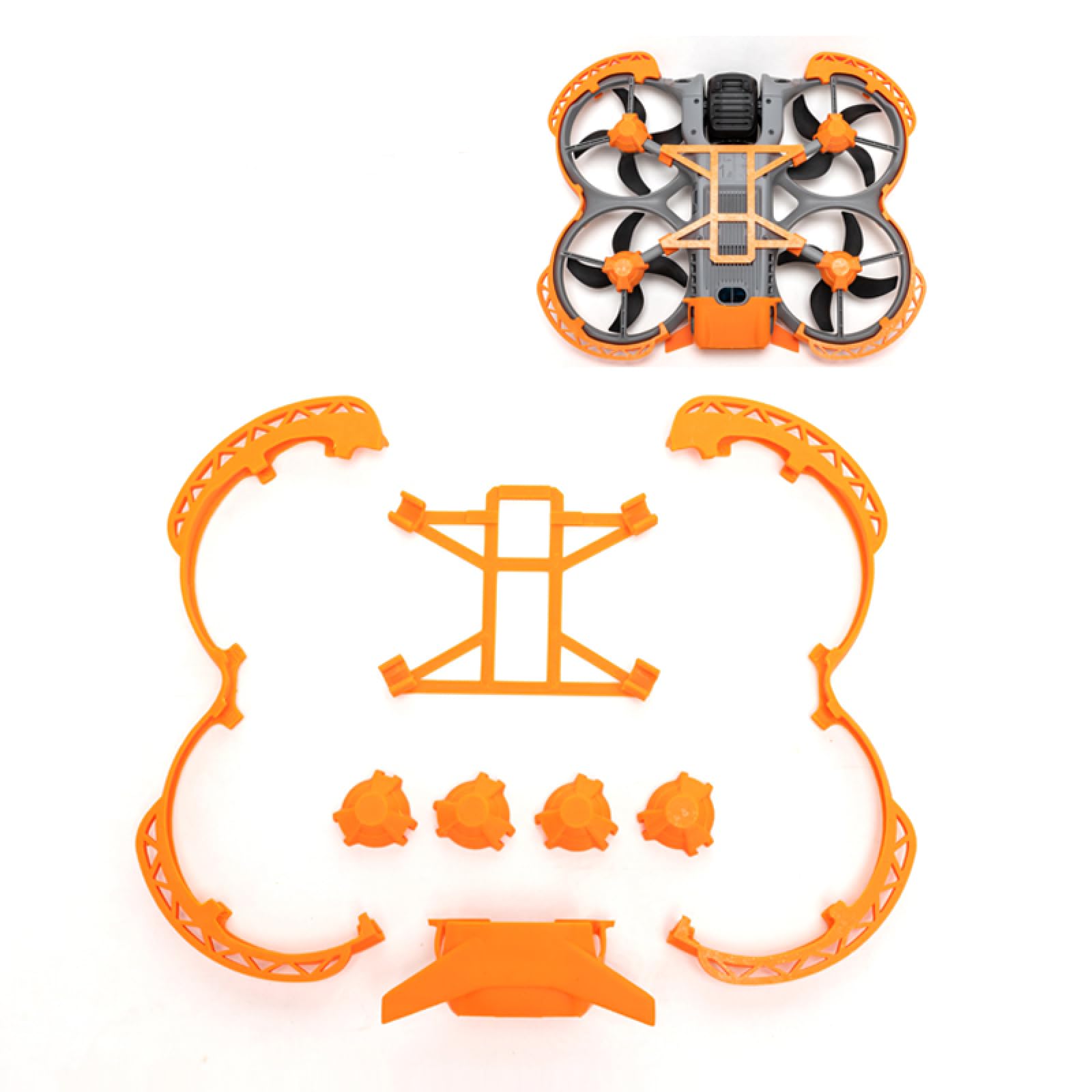 4 in 1 Anti-Collision Protection Guard Set for DJI Avata 360 Drone, Propeller Guard Protector+Landing Gear+Bottom Plate+Tail Wing, Anti-Collision Rings Prop Bumper Protective Frame (full orange set)