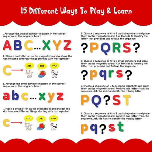 Wembley Fun with 3 in 1 Magnetic Alphabets for Kids Learning with Number Brain Game Activity Toys for 3 4 5Years Old | Fridge Magnet Educational ABCD Toys for Kids with White Board Duster & Sketch Pen - Image 4