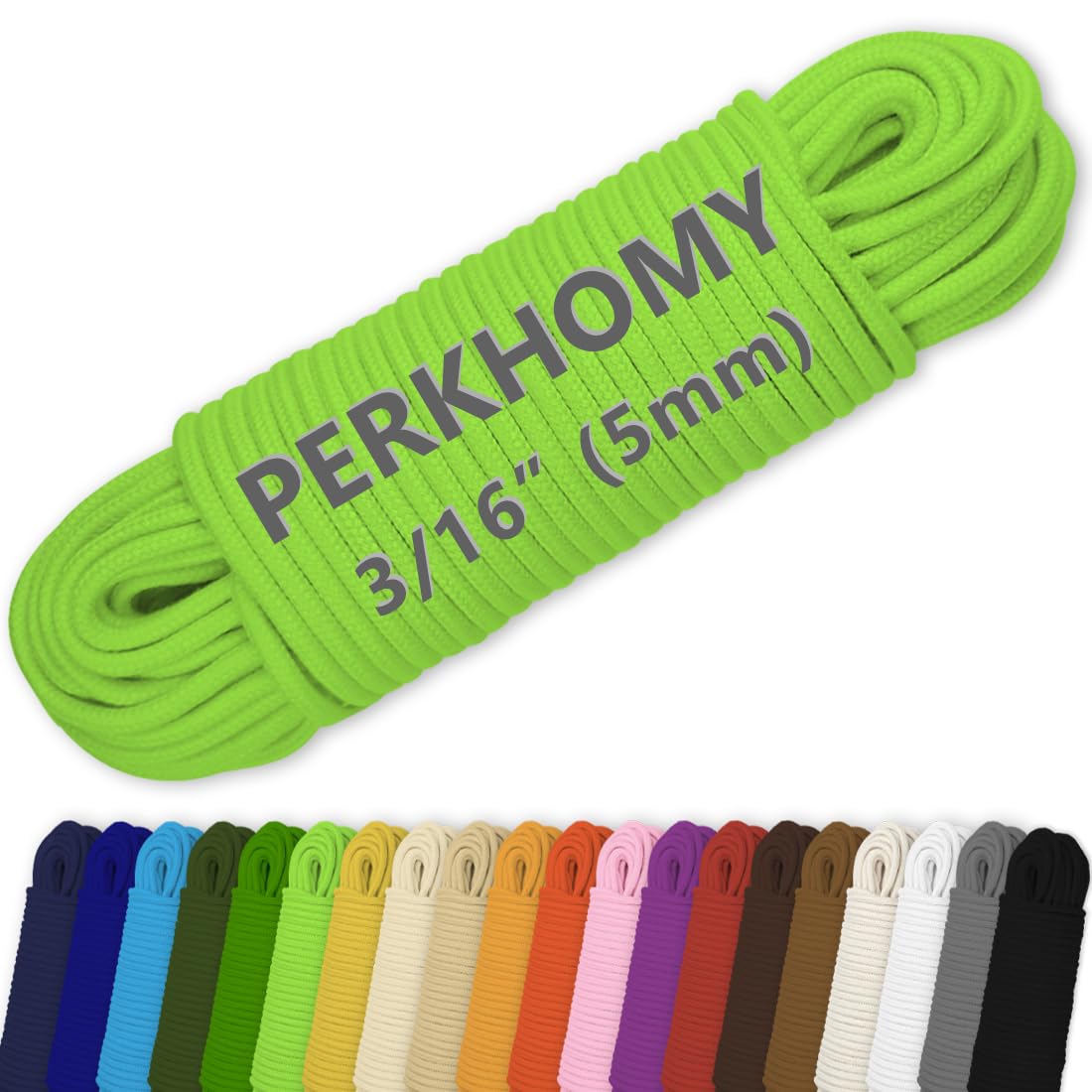 PerkHomy Cotton Rope 3/16" (5mm) 100 ft Multi Purpose Utility Diamond Braided Cord, Natural Cotton for Clothes Line Camping Crafting Flag Pole, Light