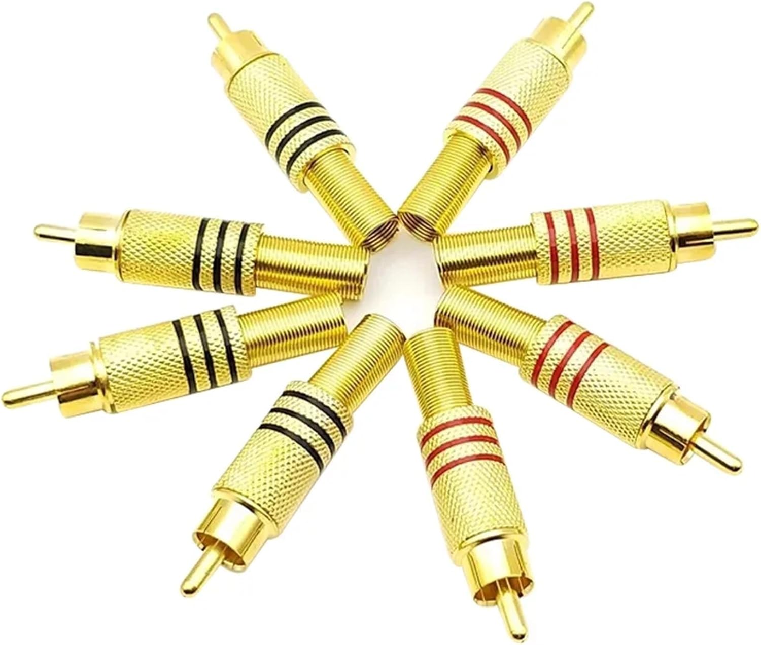 HIVJEEDYH 4/20PCS Gold Plated Connector Red Black Metal Spring Connector Male Jack AV Plugs(4pcs)