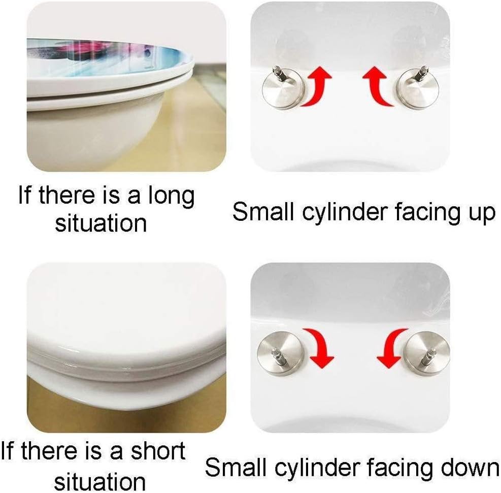 Toilet Seat with Chrome Hinges will Slow Close and Never Come Loose, Round Universal color toilet cover