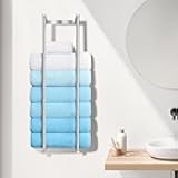 KISENG Towel Racks for Bathroom Towel Holder,Space Saving Vertical Hanging Towel Rack, Sturdy Metal Wall Mounted Towel Storage Rack for Rolled Towels Organizer