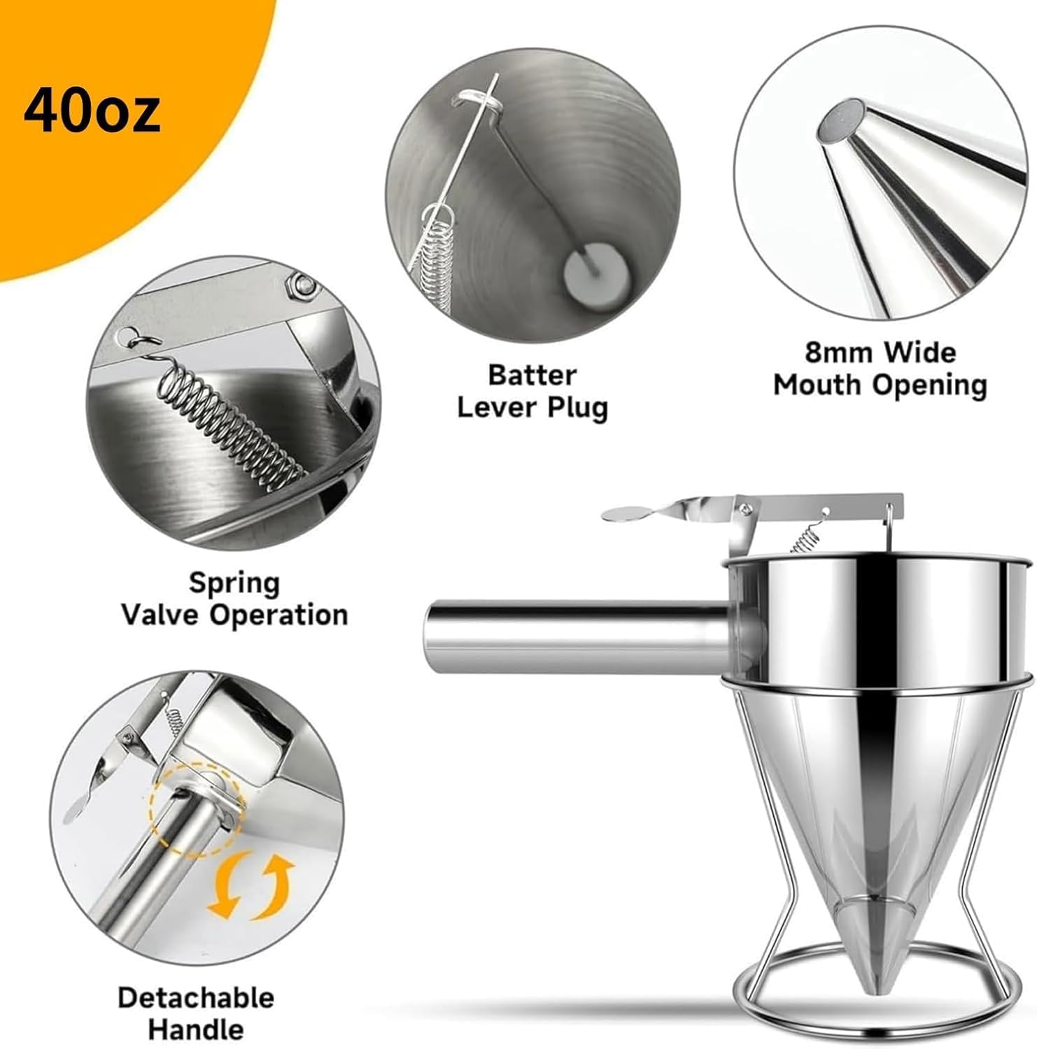BORDSTRACT Pannenkoeken- en cupcake-deegdispenser, trechter taartdeegdispenser, handcrème pannenkoekendeegmixer voor gebak Takoyaki