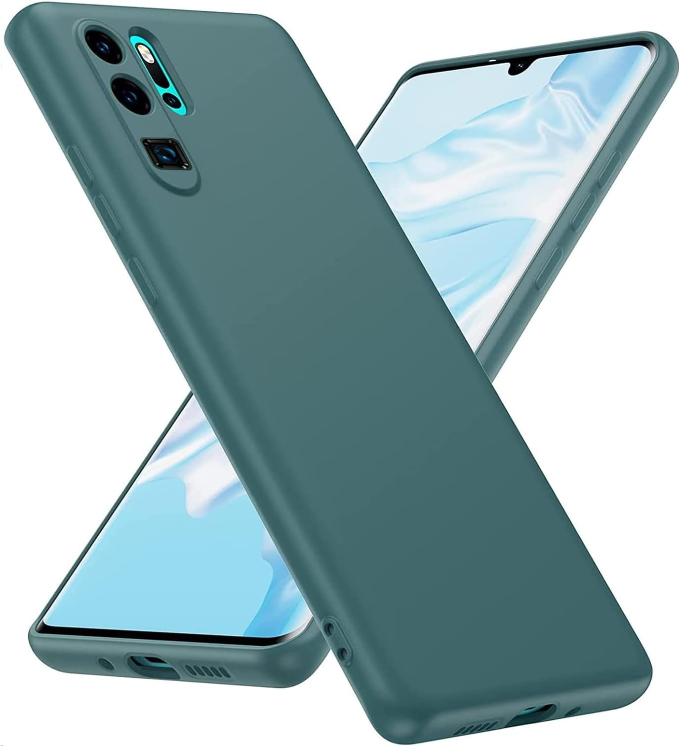 Silicone Case for Huawei P30 Pro, Silky-soft touch Full-Body Protective Case, Shockproof cover with Microfiber Lining(for P30 Pro-G)