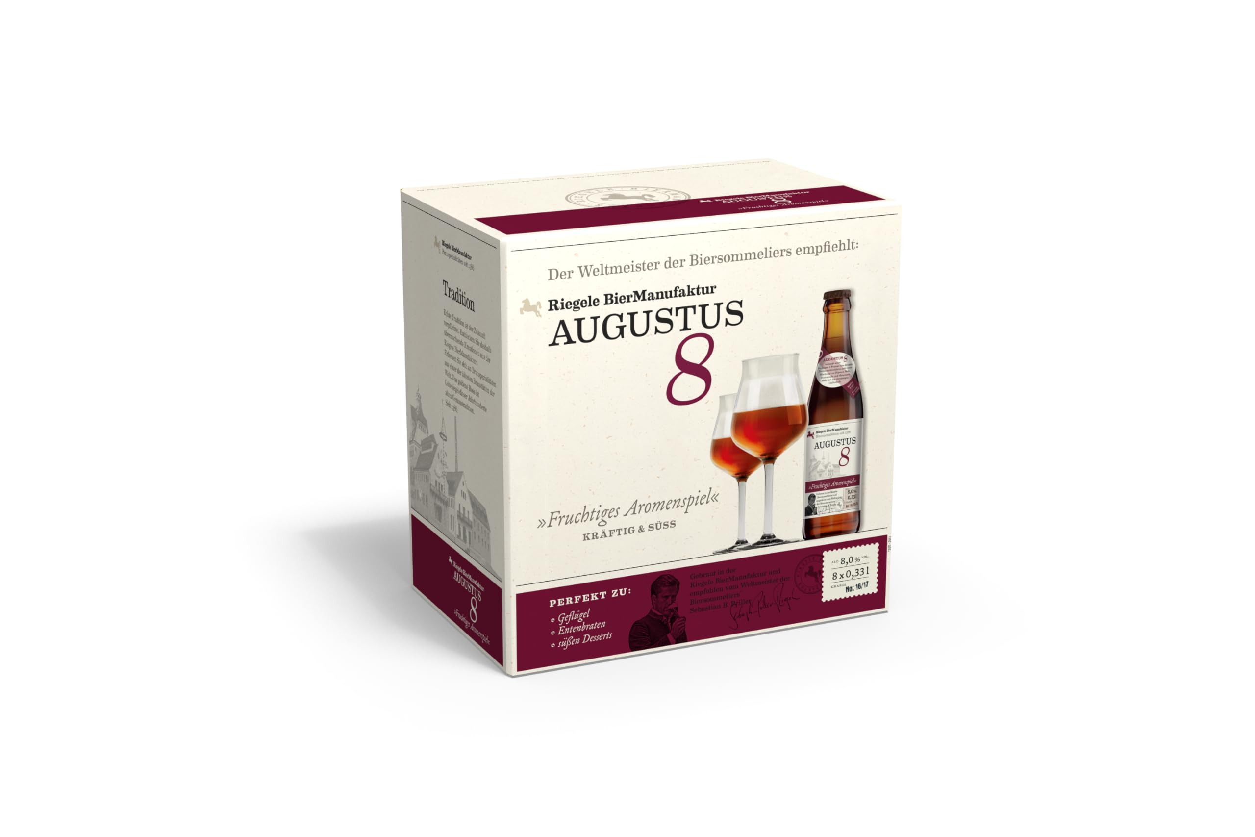 Riegele Geschenkbox Augustus 8 - Fruchtiges Starkbier, Craft Beer aus Bayern (8 x 0,33l)