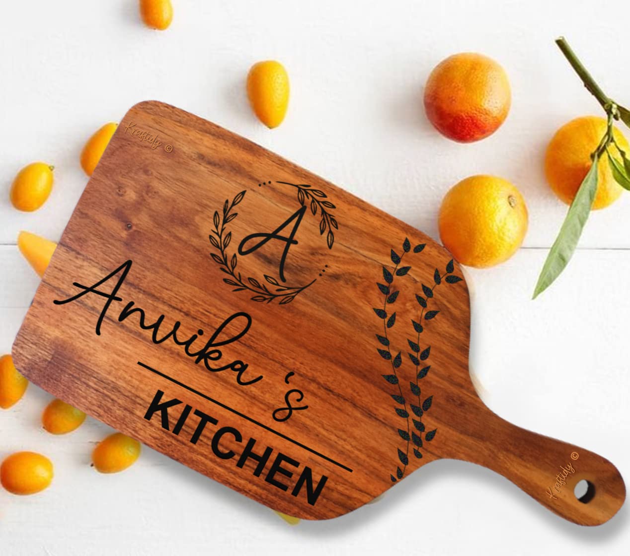 Kraftidy Cutting Chopping Board Wooden for Kitchen use Thick & Large Size Chopper Board (Nature Wood) (with Name) (B0C2NPLBZN) Amazon Price History, Amazon Price Tracker