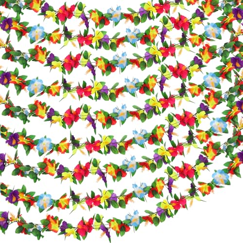 Hotop 4 Pcs 7.71 Ft Hibiscus Flower Garland For Hawaiian Luau Party Decoration Artificial Summer Beach Silk Tropical Garland Plant Floral Vines Hawaiian Leis For Luau Birthday Party Wedding Decor